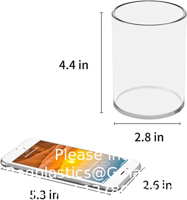 Acrylic Pen Holder 2 Pack,Clear Desktop Pencil Cup Stationery Organizer For Office Desk Accessory -Round