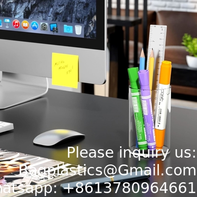 Acrylic Pen Holder 2 Pack,Clear Desktop Pencil Cup Stationery Organizer For Office Desk Accessory -Round