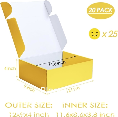 Yellow Shipping Boxes, Cardboard Gift Boxes With Lids For Wrapping Giving Women Men Presents, Corrugated Mailer