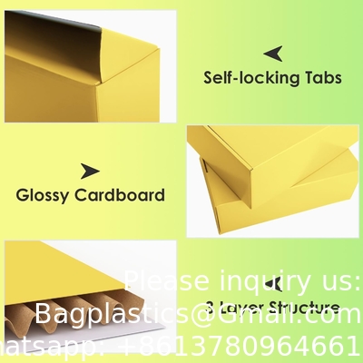 Yellow Shipping Boxes, Cardboard Gift Boxes With Lids For Wrapping Giving Women Men Presents, Corrugated Mailer