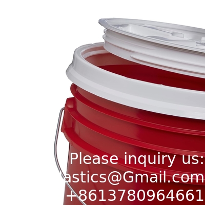Bucket With Gamma Seal Lid, HDPE, Red Food Grade BPA Free 5 Gallon Bucket Pail Container With Gamma Seal Lid