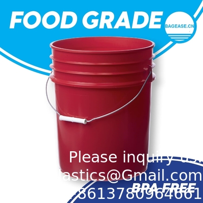Bucket With Gamma Seal Lid, HDPE, Red Food Grade BPA Free 5 Gallon Bucket Pail Container With Gamma Seal Lid