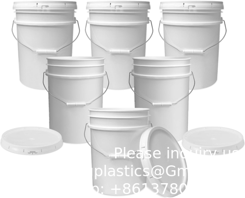 5 Gallon White Bucket &amp; Lid - Durable 90 Mil All Purpose Pail - Food Grade - BPA Free Plasti (5 Gal. W/Lids - 6pk)