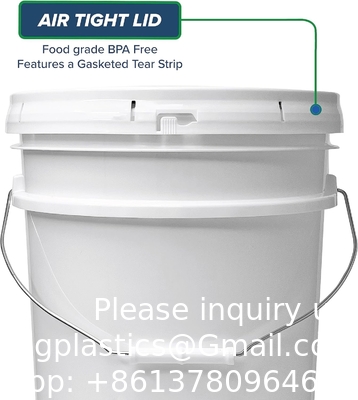 5 Gallon White Bucket &amp; Lid - Durable 90 Mil All Purpose Pail - Food Grade - BPA Free Plasti (5 Gal. W/Lids - 6pk)