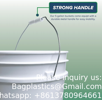 5 Gallon White Bucket &amp; Lid - Durable 90 Mil All Purpose Pail - Food Grade - BPA Free Plasti (5 Gal. W/Lids - 6pk)