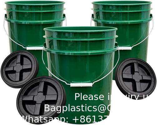 7 Gallon Black Food Grade Buckets + Gamma Seal Lids, BPA Free Container Storage, Durable HDPE Pails