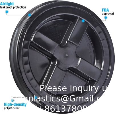7 Gallon Black Food Grade Buckets + Gamma Seal Lids, BPA Free Container Storage, Durable HDPE Pails