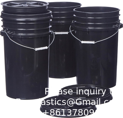 7 Gallon Black Food Grade Buckets + Gamma Seal Lids, BPA Free Container Storage, Durable HDPE Pails