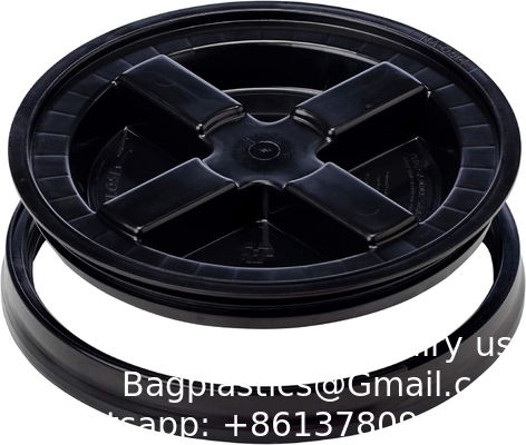 7 Gallon Black Food Grade Buckets + Gamma Seal Lids, BPA Free Container Storage, Durable HDPE Pails