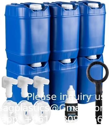 Stackable Water Storage Containers With Lids, Emergency Water Storage Kit Spigots And Water Preserver Bottles