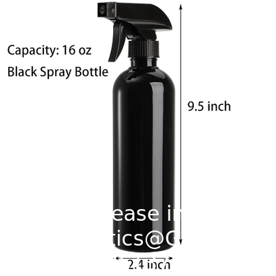 Plastic Spray Bottles Black For Cleaning Solutions 16 Oz (Pack Of 4), Heavy Duty Refillable Reusable Empty Spray