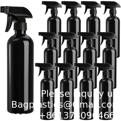 Plastic Spray Bottles Black For Cleaning Solutions 16 Oz (Pack Of 4), Heavy Duty Refillable Reusable Empty Spray