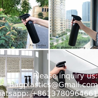 Plastic Spray Bottles Black For Cleaning Solutions 16 Oz (Pack Of 4), Heavy Duty Refillable Reusable Empty Spray