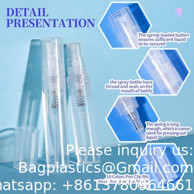 3ml Mini Spray Bottle, 10 Pack 3ml Mini Clear Plastic Spray Bottle Empty, Fine Mist Refillable Mini Perfume Bottle
