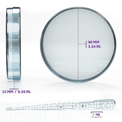 Sterile Petri Dishes With Lids (90 X 15 Mm), 2ml Plastic Pipettes For Lab Analysis, School Projects, Blood Samples