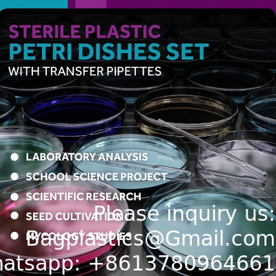 Sterile Petri Dishes With Lids (90 X 15 Mm), 2ml Plastic Pipettes For Lab Analysis, School Projects, Blood Samples
