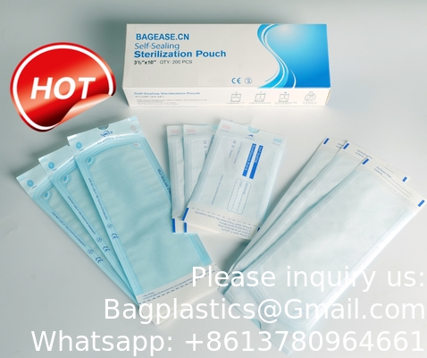 Dental Medical Self Sealing Pouch Customization Self-sealing Sterilization Pouch 3 Side Seal Pouch Medical Packaging