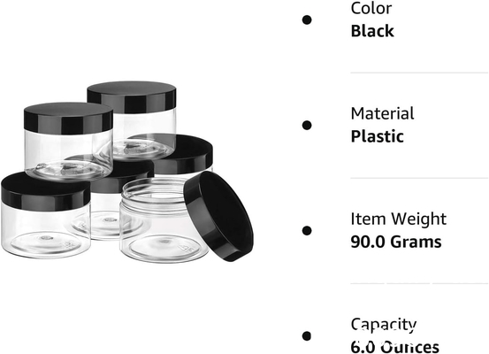 Plastic Pot Jars Round Clear Leak Proof Plastic Container Jars with Lid for Travel Storage, Eye Shadow, Nails, Paint