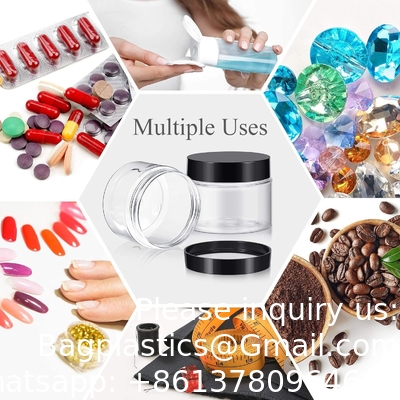 Plastic Pot Jars Round Clear Leak Proof Plastic Container Jars with Lid for Travel Storage, Eye Shadow, Nails, Paint