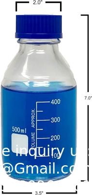 Lab Water Reagent Scientific 500ml Glass Round Media Storage Bottles With GL45 Screw Cap, Borosilicate Glass
