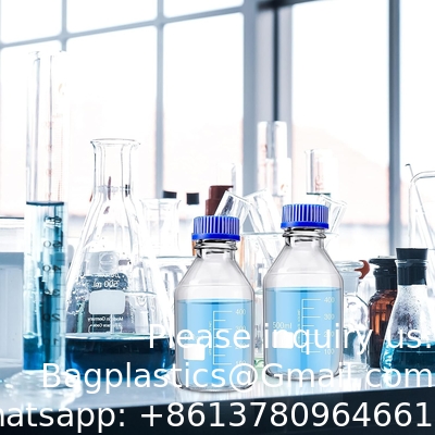 Lab Water Reagent Scientific 500ml Glass Round Media Storage Bottles With GL45 Screw Cap, Borosilicate Glass