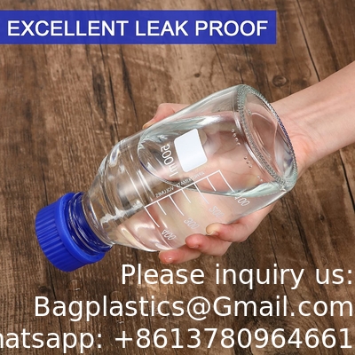 Lab Water Reagent Scientific 500ml Glass Round Media Storage Bottles With GL45 Screw Cap, Borosilicate Glass
