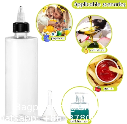 8oz Plastic Squeezing Bottles, Clear Oil Dispenser Dropper Bottle Applicator With Twist Top Cap