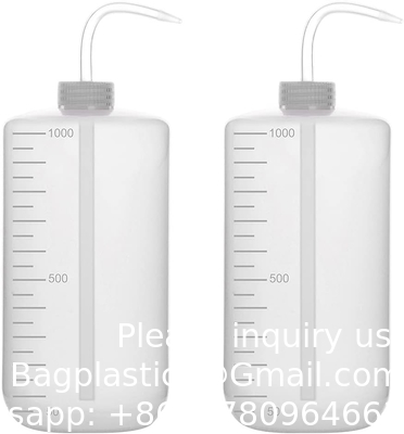 Chemical Wash Bottle, 2-Pack Plastic Safety Lab Squeeze Wash Bottle, LDPE With Narrow Mouth, 1000 Ml / 2 Bottle