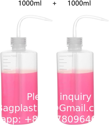 Chemical Wash Bottle, 2-Pack Plastic Safety Lab Squeeze Wash Bottle, LDPE With Narrow Mouth, 1000 Ml / 2 Bottle