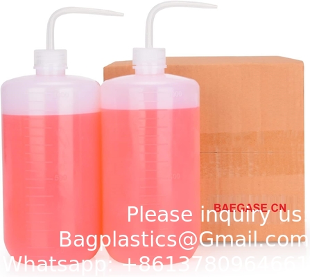 Chemical Wash Bottle, 2-Pack Plastic Safety Lab Squeeze Wash Bottle, LDPE With Narrow Mouth, 1000 Ml / 2 Bottle