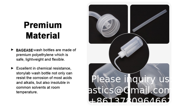 Chemical Wash Bottle, 2-Pack Plastic Safety Lab Squeeze Wash Bottle, LDPE With Narrow Mouth, 1000 Ml / 2 Bottle