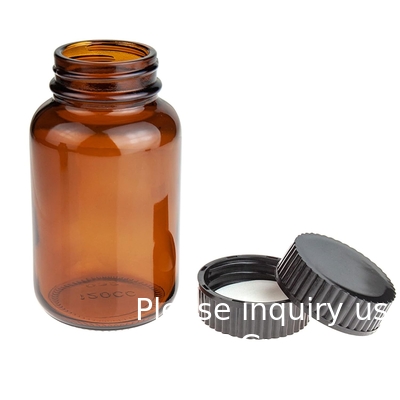 Glass Wide Mouth Packer Bottle, 4oz Amber, For Sampling, Packaging, Storage, Preservation Or Transport