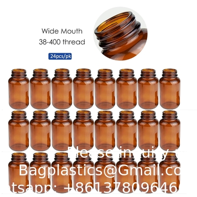 Glass Wide Mouth Packer Bottle, 4oz Amber, For Sampling, Packaging, Storage, Preservation Or Transport