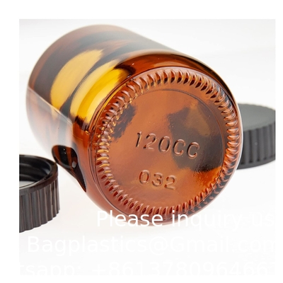 Glass Wide Mouth Packer Bottle, 4oz Amber, For Sampling, Packaging, Storage, Preservation Or Transport