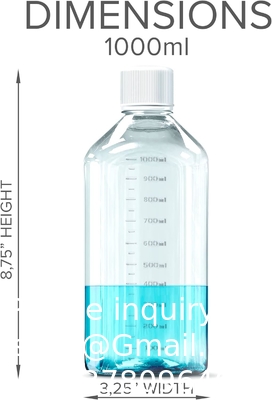 Scientific 125 Ml Plastic Reagent Bottle 6-Pack Laboratory Chemical Storage - Clear Graduated Square Polycarbonate