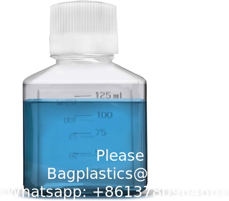 Scientific 125 Ml Plastic Reagent Bottle 6-Pack Laboratory Chemical Storage - Clear Graduated Square Polycarbonate