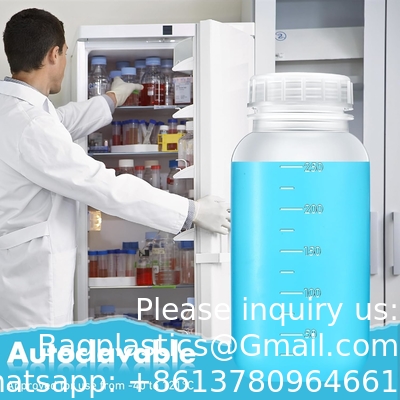Laboratory Polypropylene Wide Mouth Reagent Bottle with Graduated Scale, Reusable Plastic Bottles with Caps