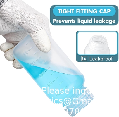 Laboratory Polypropylene Wide Mouth Reagent Bottle with Graduated Scale, Reusable Plastic Bottles with Caps