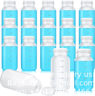 Laboratory Polypropylene Wide Mouth Reagent Bottle with Graduated Scale, Reusable Plastic Bottles with Caps