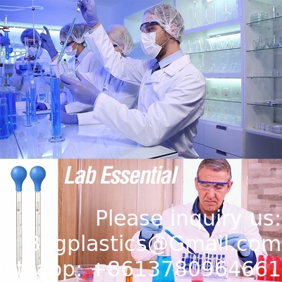 Glass Graduated Medicine Dropper Pipettes Lab Dropper With Blue Rubber Cap And Scale (3ml (2 Pack))