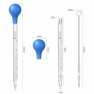 Glass Graduated Medicine Dropper Pipettes Lab Dropper With Blue Rubber Cap And Scale (3ml (2 Pack))