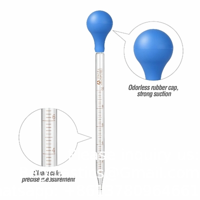 Glass Graduated Medicine Dropper Pipettes Lab Dropper With Blue Rubber Cap And Scale (3ml (2 Pack))