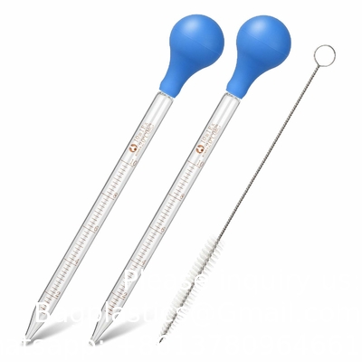 Glass Graduated Medicine Dropper Pipettes Lab Dropper With Blue Rubber Cap And Scale (3ml (2 Pack))