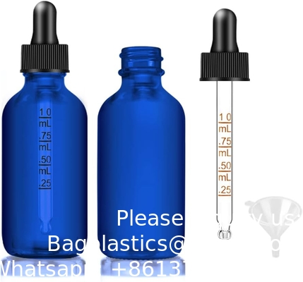Dropper Bottle 2 Oz, Glass Eye Dropper Bottles For Essential Oils With Labels And Funnel, 2 Pack Tincture Bottles