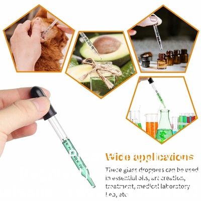 Eye Dropper For Essential Oils, Pipettes Dropper Rubber Head, Calibrated Thick Glass Medicine Dropping Pipett