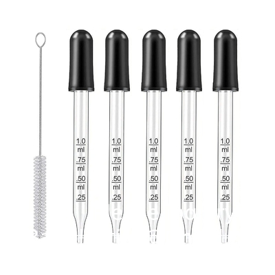 Eye Dropper For Essential Oils, Pipettes Dropper Rubber Head, Calibrated Thick Glass Medicine Dropping Pipett