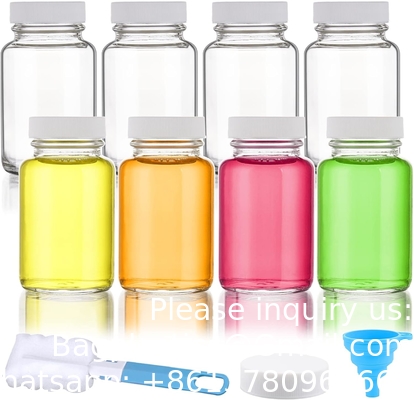 Glass Juice Shot Bottles With Caps - 8 Pack 3.5oz Small Clear Reusable Jars With Lids For Juicing Beverage Storage