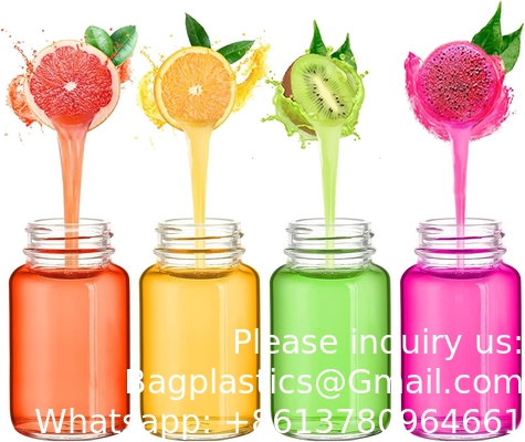 Glass Juice Shot Bottles With Caps - 8 Pack 3.5oz Small Clear Reusable Jars With Lids For Juicing Beverage Storage
