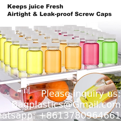 Glass Juice Shot Bottles With Caps - 8 Pack 3.5oz Small Clear Reusable Jars With Lids For Juicing Beverage Storage