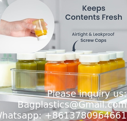 Glass Juice Shot Bottles With Caps - 8 Pack 3.5oz Small Clear Reusable Jars With Lids For Juicing Beverage Storage